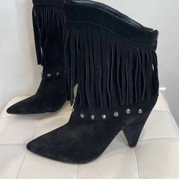 William Rast Fringe Black bootie with studs - Picture 2 of 7